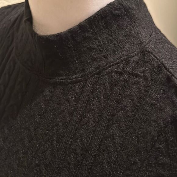 Band Of The Free Women's XS Cable Knit Turtleneck Sweater Solid Black Basic New - Picture 7 of 9